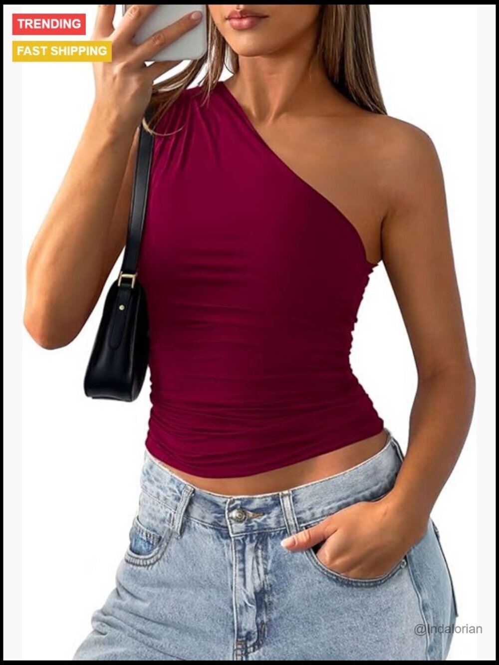 Sleeveless One Shoulder Tank Top Ruched Slim Fit Crop Y2k Top